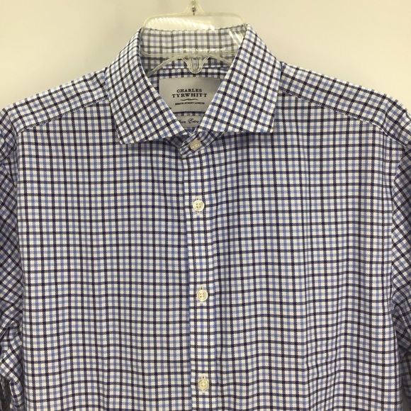 Charles Tyrwhitt Men’s Non-Iron Extra Slim Fit Button Down Shirt Work Size 16/38 - Picture 3 of 5